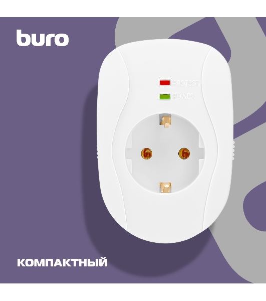 Сетевой фильтр Buro 100SH-W (1 розетка) белый, коробка