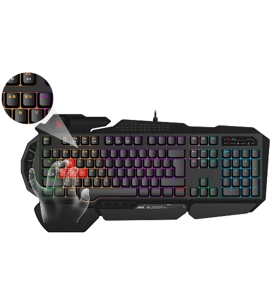 Клавиатура проводная A4Tech Bloody B310N черный USB Multimedia for gamer LED (подставка для запястий) (B310N)