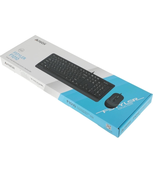 Комплект клавиатура+мышь A4Tech FStyler F1010 проводной, USB, 1600 DPI, чёрный