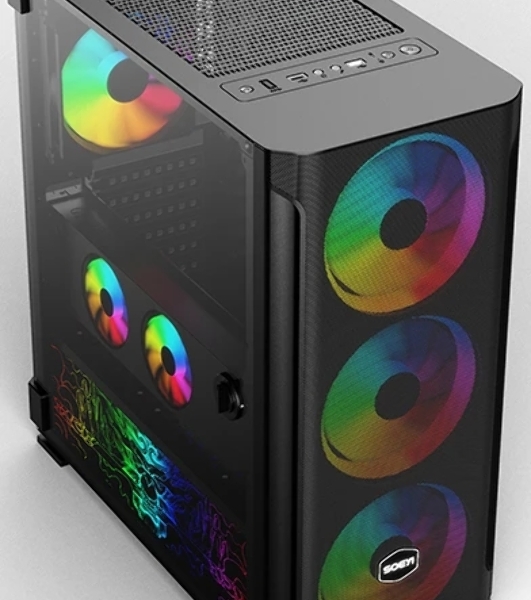 Компьютерный корпус SOEYI 'AX1-B10 SOEYI ATX case with черный coating front panel with flat small mesh, without'