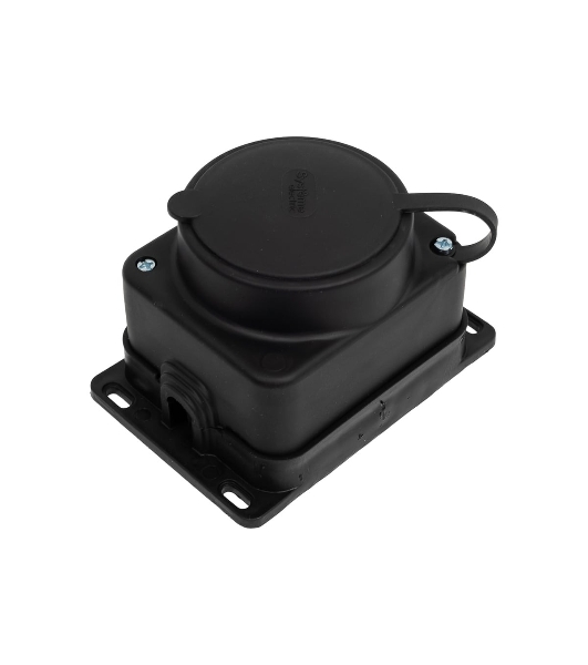 Колодка MultiSet 1х розетка 2К+З 16А/250В IP44 каучуковая черн. SE MST4003BK
