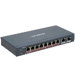 Коммутатор Hikvision DS-3E0310HP-E(C), 8×100 Мбит/с PoE + 2×1 Гбит/с, неуправляемый, фото 1