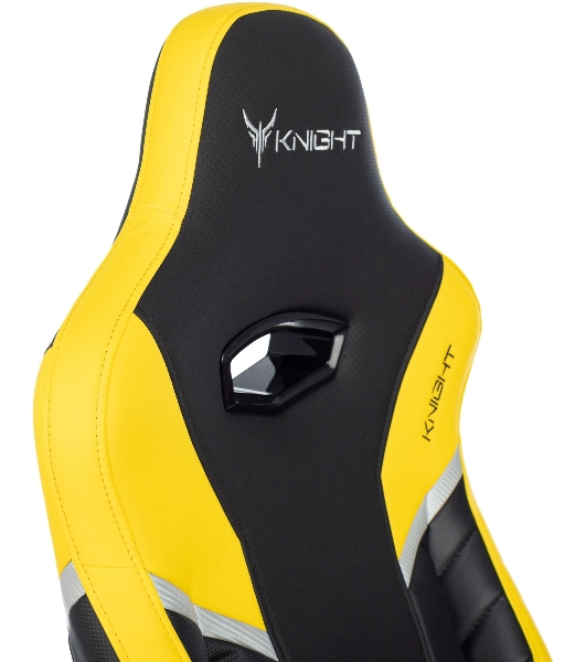 Кресло игровое Knight Thunder 5X черный/желтый эко.кожа крестов. металл