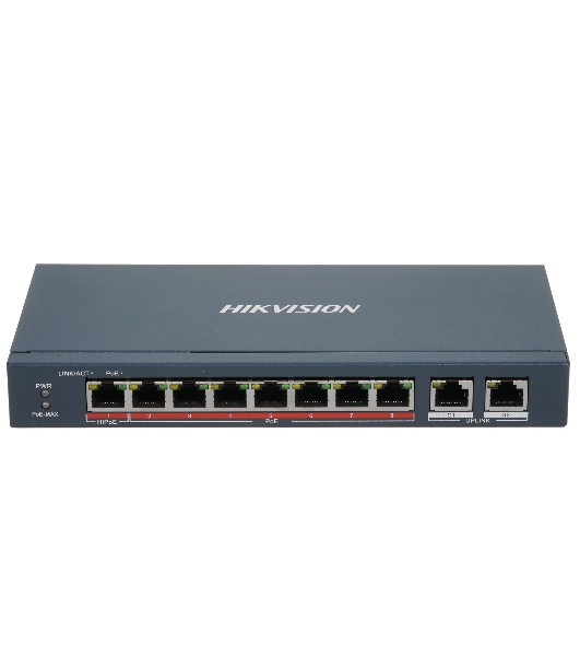 Коммутатор Hikvision DS-3E0310HP-E(C), 8×100 Мбит/с PoE + 2×1 Гбит/с, неуправляемый