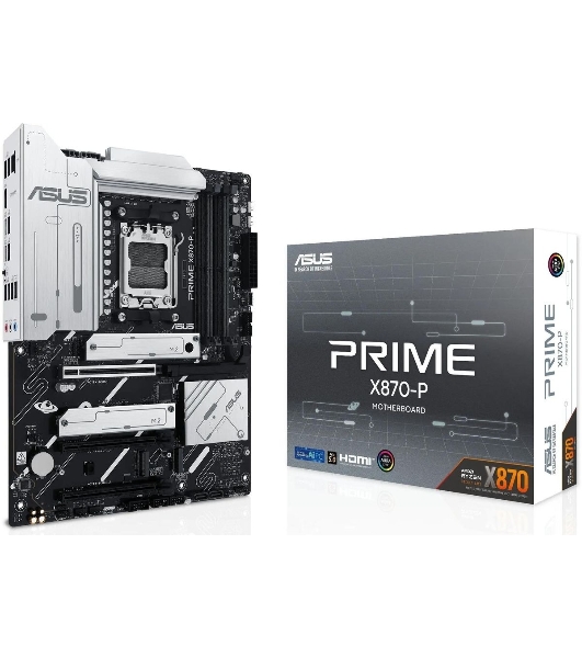 Материнская плата ASUS PRIME X870-P, AM5, AMD X870, 4xDDR5, 2xSATA, 4xM.2, 1xPCIe 5.0 x16, 2xPCIe 4.0 x1, 1xHDMI, 2xUSB-C, 1x 2.5Gb LAN, 4xUSB-A 3.2 Gen 1, 1xUSB-A 3.2 Gen 2, 4xUSB-A 2.0, 3x3.5 мм, 7.1, ATX