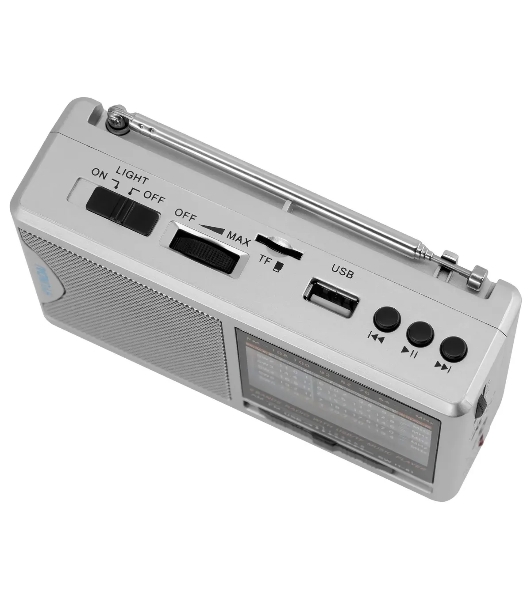 Радиоприемник портативный Hyundai H-PSR160 серебристый USB microSD