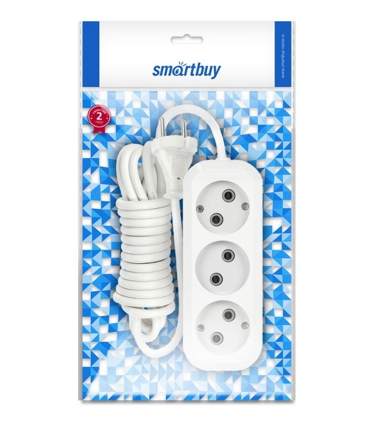 Удлинитель бытовой Smartbuy (SBE-10-3-05-N) 3 гнз х 5,0 м (10А/2.2 кВт, ПВС 2х1.0)