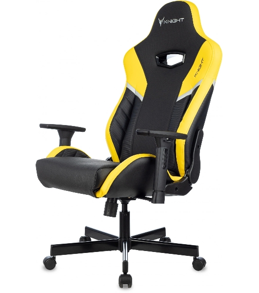 Кресло игровое Knight Thunder 5X черный/желтый эко.кожа крестов. металл