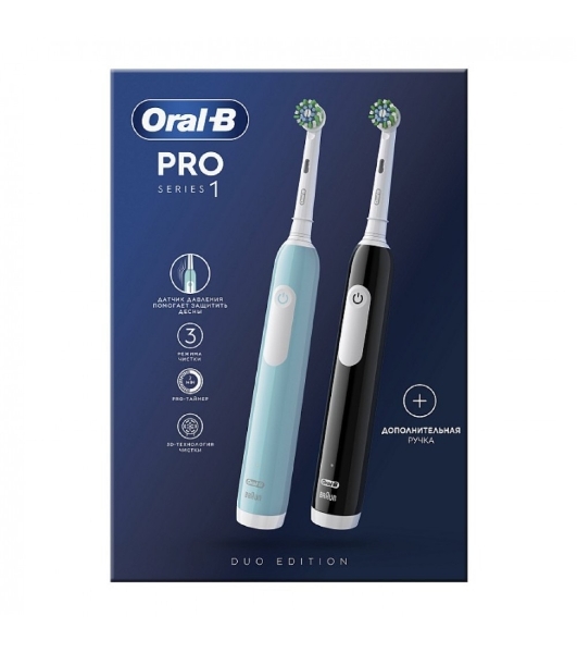 Набор электрических зубных щеток Oral-B Pro Series 1 бирюзовый/черный
