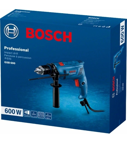 Дрель-шуруповерт Bosch GSB 600, 600 Вт, 1,5 Нм, щеточный, ударная