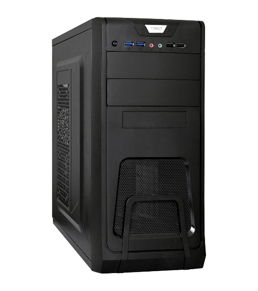Компьютерный корпус Miditower ExeGate CP-603-UNS450 (ATX, БП UNS450 с вент. 12см, 2хUSB, аудио, черный)