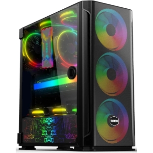 Компьютерный корпус SOEYI 'AX1-B10 SOEYI ATX case with черный coating front panel with flat small mesh, without'