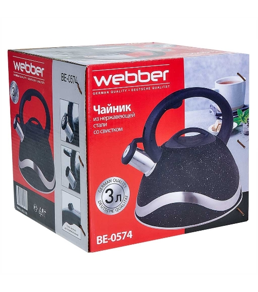 Чайник для плиты со свистком WEBBER BE-0574 3 л черный