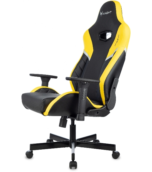Кресло игровое Knight Thunder 5X черный/желтый эко.кожа крестов. металл