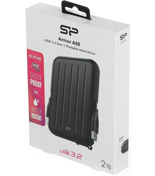 Внешний HDD 2Tb Silicon PowerArmor A66, 2.5', USB 3.2, Черный