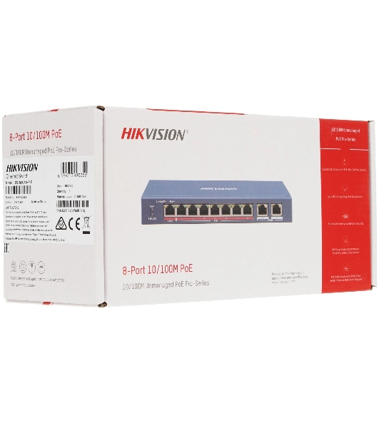 Коммутатор Hikvision DS-3E0310HP-E(C), 8×100 Мбит/с PoE + 2×1 Гбит/с, неуправляемый