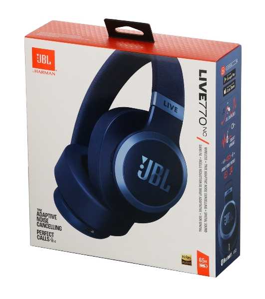 Беспроводные/проводные наушники JBL Live 770NC синий, полноразмерные, Bluetooth 5.3 + проводной, адаптивное шумоподавление, до 65 ч