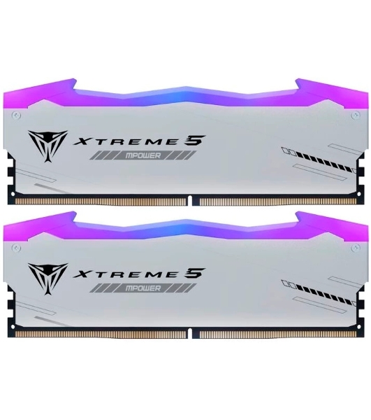 Оперативная память Patriot Viper Xtreme 5, DDR5, 48GB (2x24GB), 8000MHz, CL38, DIMM, с радиаторами, RGB, серебристый