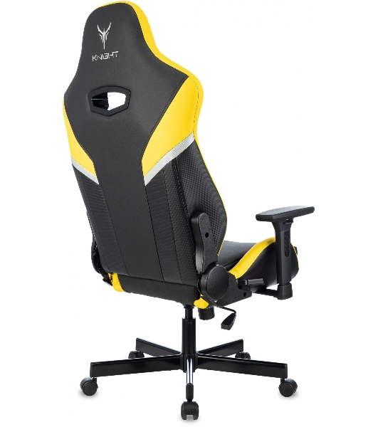 Кресло игровое Knight Thunder 5X черный/желтый эко.кожа крестов. металл