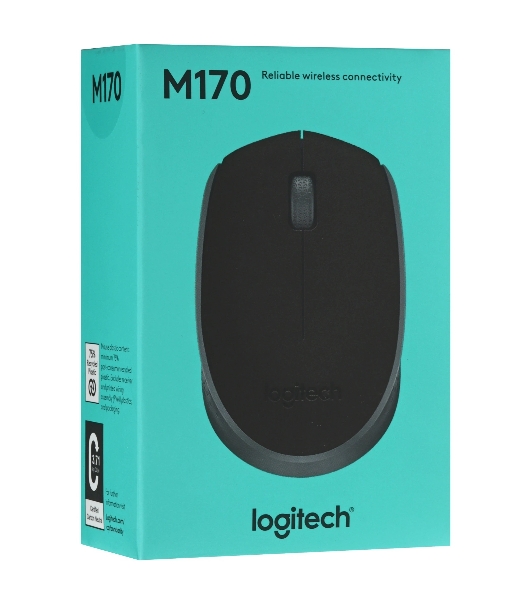 Мышь беспроводная Logitech M170 черный/темно-серый, 1000 dpi, радиоканал, USB, кнопки - 3