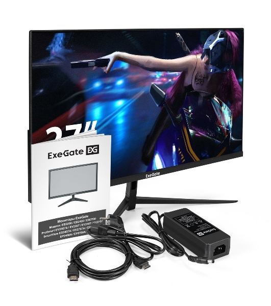 Монитор 27' ExeGate ProSmart EV2707 VA 1920x1080, 75 Гц, 5 мс, 16:9, 250 кд/м2, 1xHDMI, 1xVGA, черный