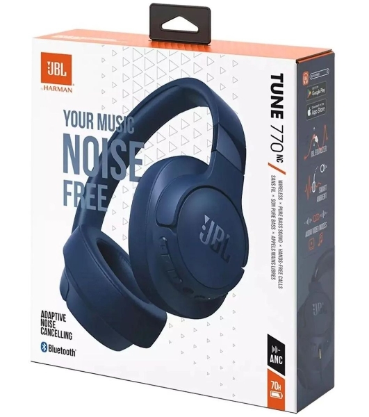Беспроводные/проводные наушники JBL Tune 770NC синий, полноразмерные, Bluetooth + проводной, активное шумоподавление, до 70 ч