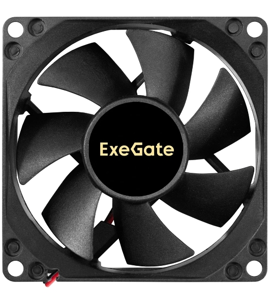 Вентилятор корпусной ExeGate ExtraSilent ES08025S2P, 80 мм, 1900 об/мин, 20 дБ, 2-pin, без подсветки