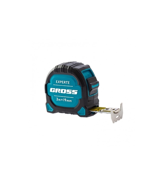 Рулетка Gross Experte, 3 м x 19 мм, двухкомпон. корпус, магнит, двухстор. разметка, нейлон