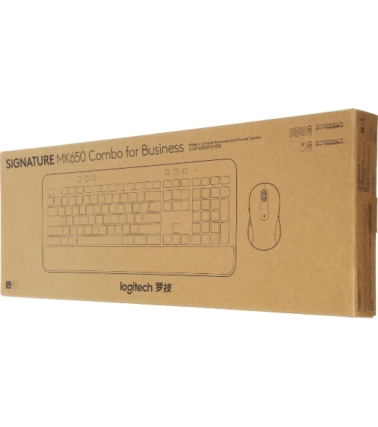 Комплект клавиатура+мышь Logitech Signature MK650 беспроводной, USB + Bluetooth, 4000 DPI, серый/чёрный