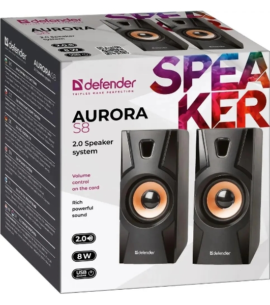 Акустическая система 2.0 Defender Aurora S8 черный, 8 Вт, питание от USB