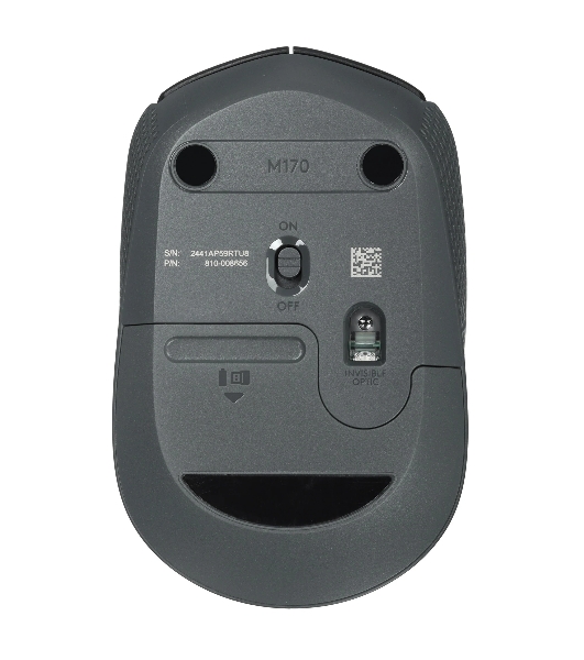 Мышь беспроводная Logitech M170 черный/темно-серый, 1000 dpi, радиоканал, USB, кнопки - 3