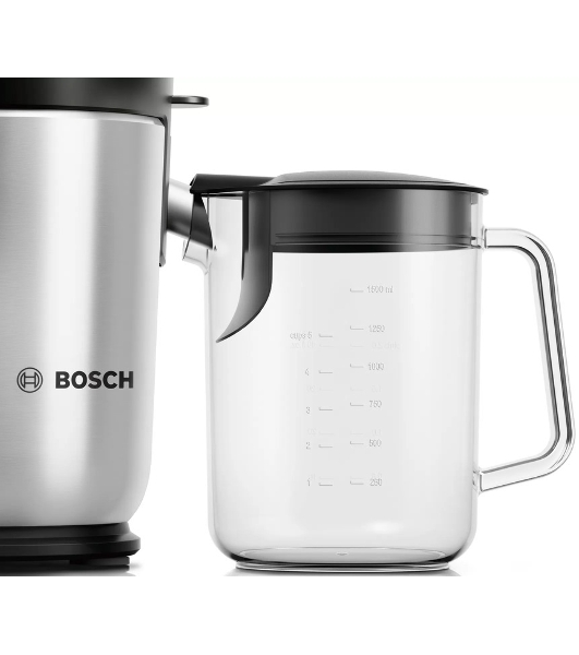 Соковыжималка Bosch MES4000 серебристый, центробежная, 1000 Вт, 1500 мл, механическое