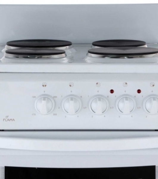 Плита электрическая Flama AE 1402 W белый, конфорок 4 шт, духовка 50 л, 50 см x 85 см x 60 см