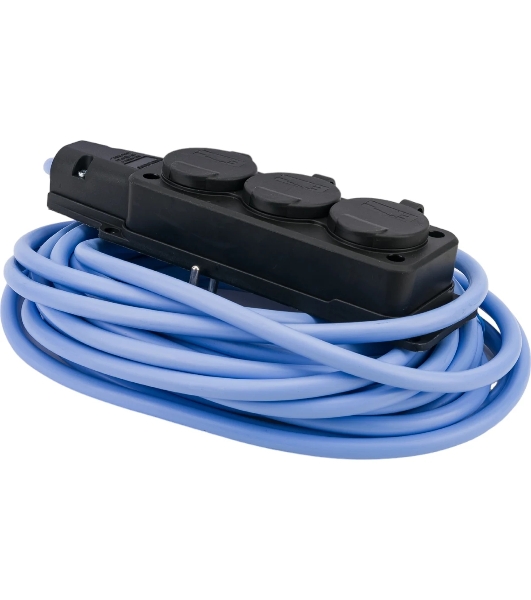 Удлинитель морозостойкий Gembird PC-3GF-R-10(IP) черный/синий, 10 м, 3 розетки, 3500 Вт