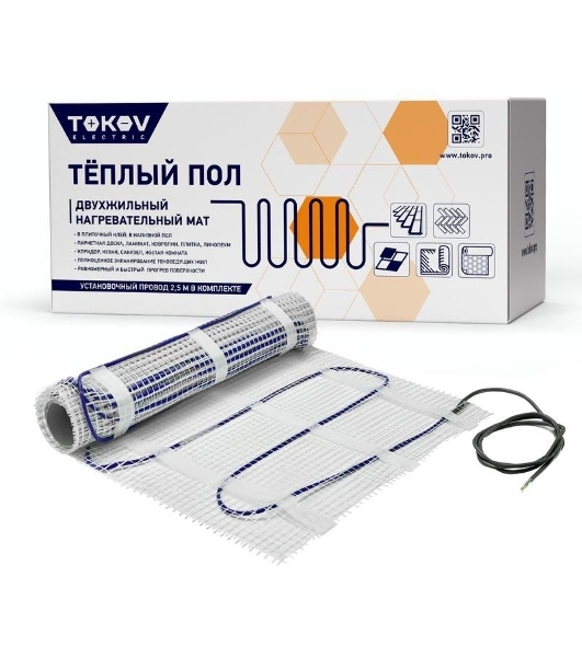 Комплект 'Теплый пол' (мат) 150Вт/кв.м 10кв.м TOKOV ELECTRIC TKE-MAT150-1500-10