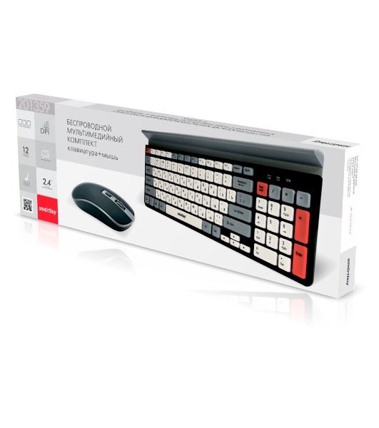 Комплект клавиатура+мышь Smartbuy SBC-201359AG-KW беспроводной, USB, 1600 DPI, чёрный