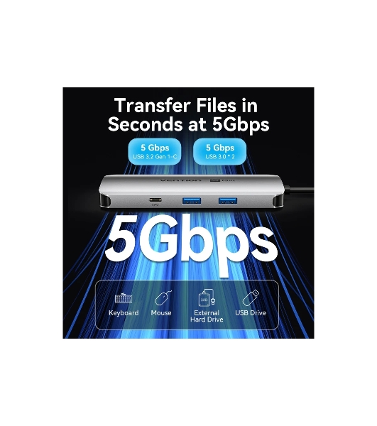 USB-концентратор Vention TQMHB, USB Type-C, USB/HDMI/RJ-45/SD, USB Type-C