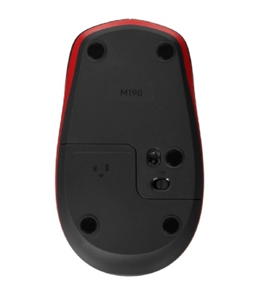 Мышь беспроводная Logitech M190 черный/красный, 1000 dpi, радиоканал, USB, кнопки - 3