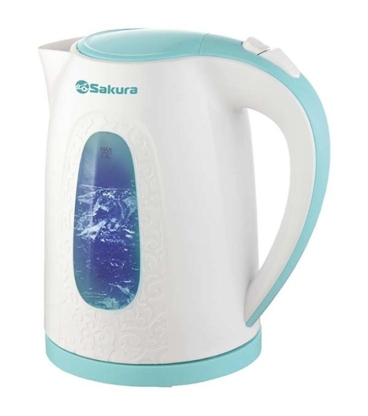 Чайник электрический Sakura SA-2345WBL 2 л, бел/мор волна д
