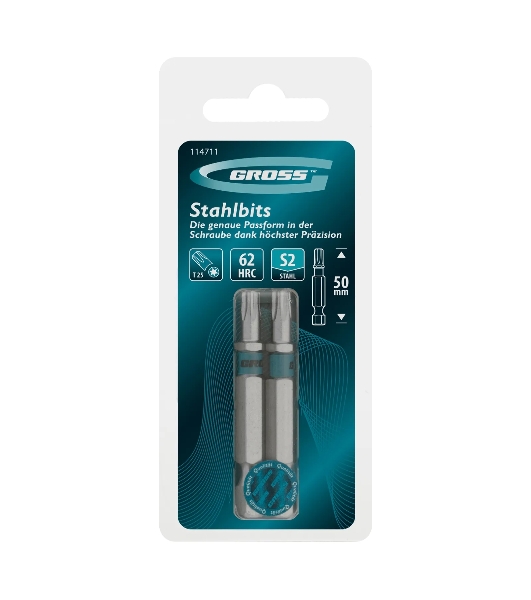Бита Gross Torx 25х50 мм, сталь S2, шестигр., 2 шт.
