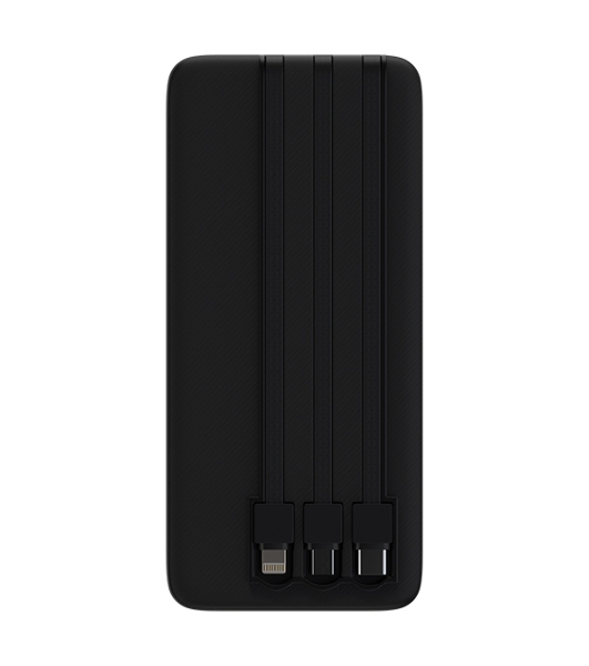 Портативный аккумулятор Maxvi PB10-09 10000 мАч, 2A USB + кабели: Type-C/Lightning/MicroUSB