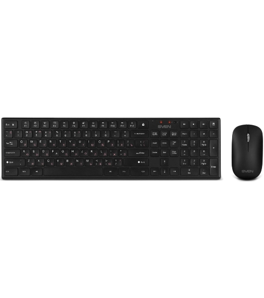 Комплект беспроводной SVEN ножничная клавиатура + мышь KB-C2550W черный (109 кл.,12Fn, 1000DPI, 2+1 кл.)