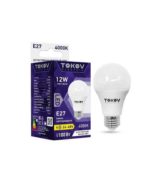 Лампа светодиодная низковольтная TOKOV ELECTRIC 12 Вт А60 4000К Е27 24/48В