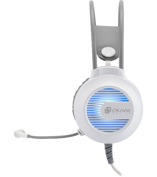 Гарнитура Oklick HS-L300G белый, проводная, 3.5 мм, подсветка