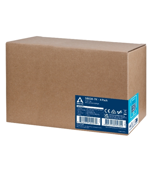 Комплект вентиляторов для корпуса Arctic S8038-7K (4 Pack) черный, 80 мм, 7000 об/мин, 4 pin