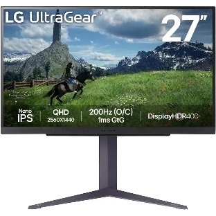 Монитор 27' LG UltraGear 27GS85Q-B IPS 2560x1440, 180 Гц, 1 мс, 16:9, 400 кд/м2, 2xHDMI, 1хDP, 1x3.5 мм, черный