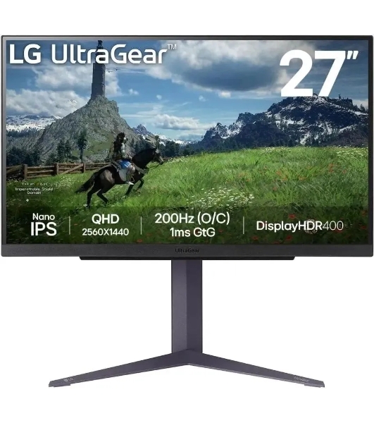 Монитор 27' LG UltraGear 27GS85Q-B IPS 2560x1440, 180 Гц, 1 мс, 16:9, 400 кд/м2, 2xHDMI, 1хDP, 1x3.5 мм, черный