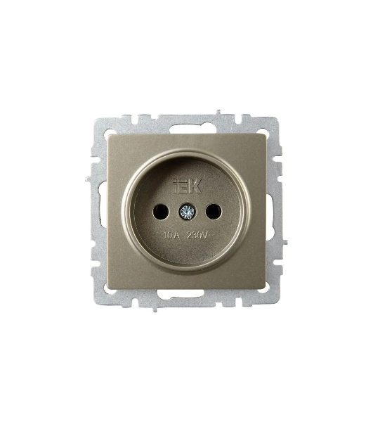Розетка 1-местная IEK BRITE РС10-1-0-БрШ (BR-R10-10-K37) 10А, без заземления, без защитных шторок, шампань