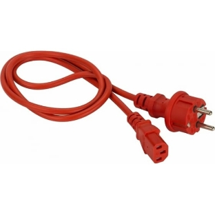 Шнур питания LANMASTER C13-Schuko прямая, 3х0.75, 220В, 10А, красный, 7 м.