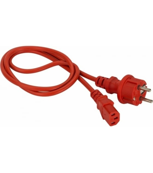 Шнур питания LANMASTER C13-Schuko прямая, 3х0.75, 220В, 10А, красный, 7 м.